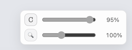 Zoom & Shift widget in the bottom-right corner with zoom and script shift sliders
